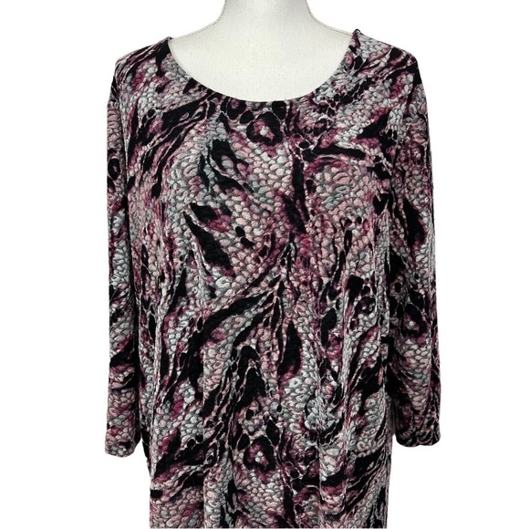 CJ Banks Women’s Pullover Handkerchief Top Sz 2X Multi Color 3/4 Sleeve Stretch - Picture 2 of 13